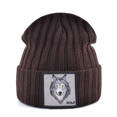 Knitted Wolf Pattern hat