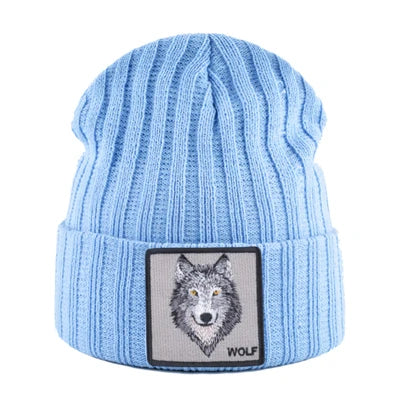 Knitted Wolf Pattern hat