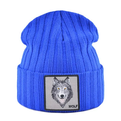 Knitted Wolf Pattern hat