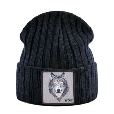 Knitted Wolf Pattern hat