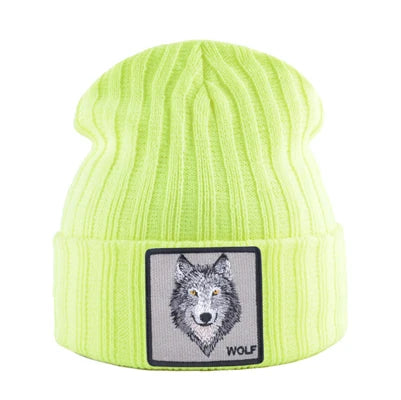 Knitted Wolf Pattern hat