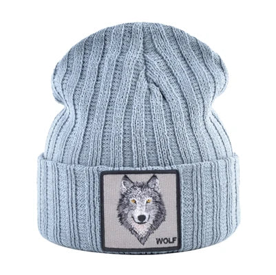 Knitted Wolf Pattern hat