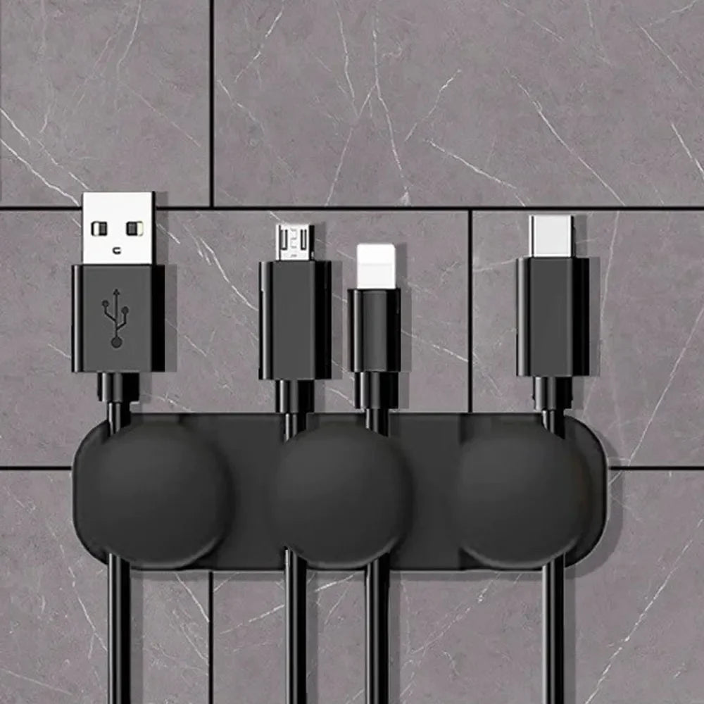 Silicone USB Cable Organizer On Desk