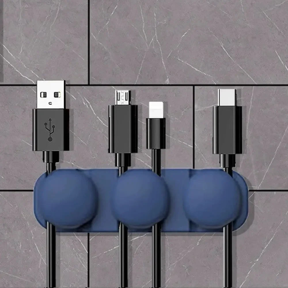 Silicone USB Cable Organizer On Desk